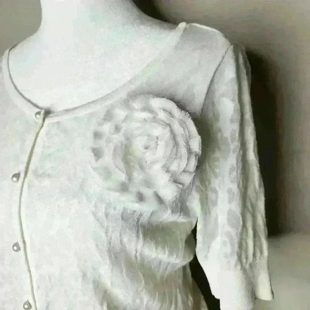 White house black market women's ivory sheer blouse size small - Picture 5 of 7